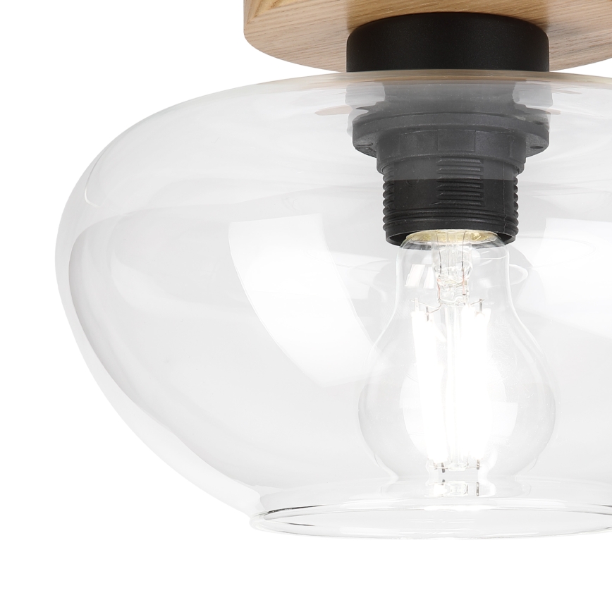 Plafondlamp FLO WOOD 1xE27/15W/230V eiken/helder Ø 22 cm