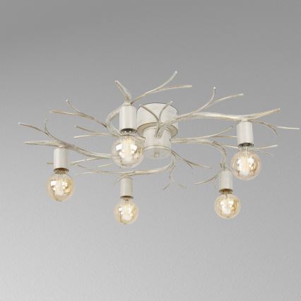 Plafondlamp GARNISH 5xE27/15W/230V wit/patina