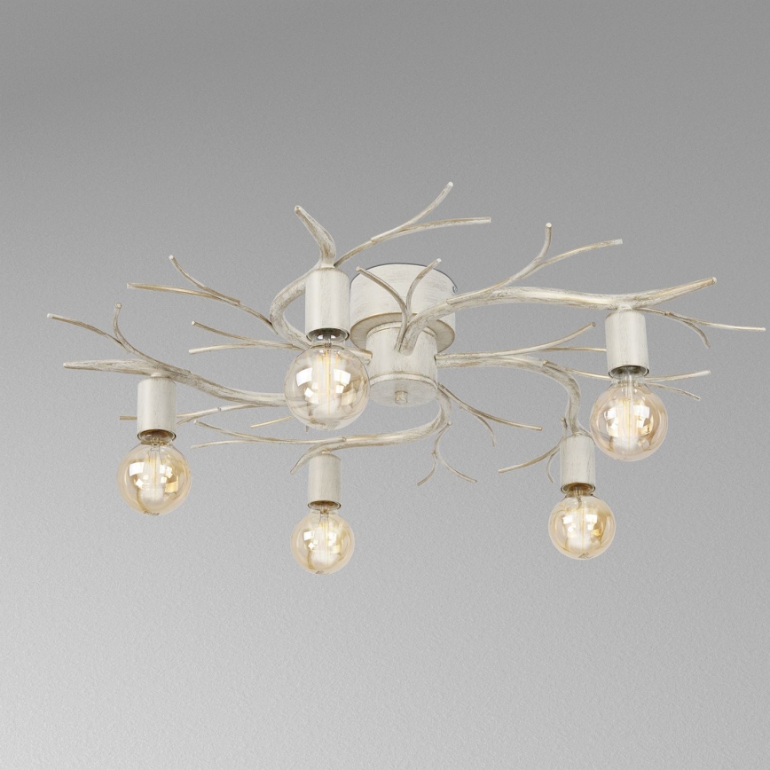 Plafondlamp GARNISH 5xE27/15W/230V wit/patina