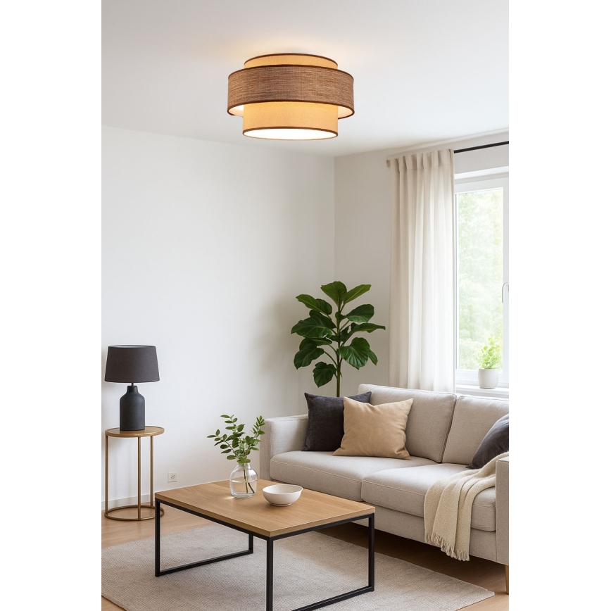 Plafondlamp GRACE 1xE27/60W/230V beige/bruin