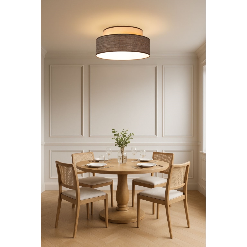 Plafondlamp GRACE 1xE27/60W/230V crème/bruin