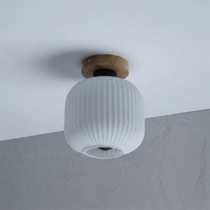 Plafondlamp HARMA WOOD 1xE27/15W/230V eik/wit Ø 20 cm