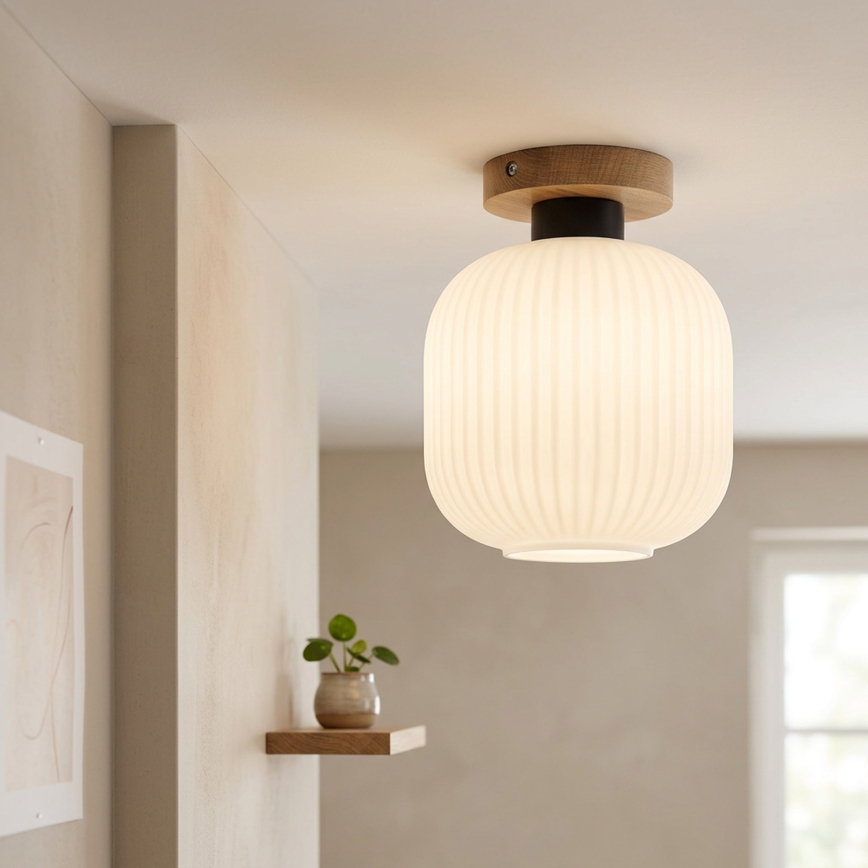Plafondlamp HARMA WOOD 1xE27/15W/230V eik/wit Ø 20 cm
