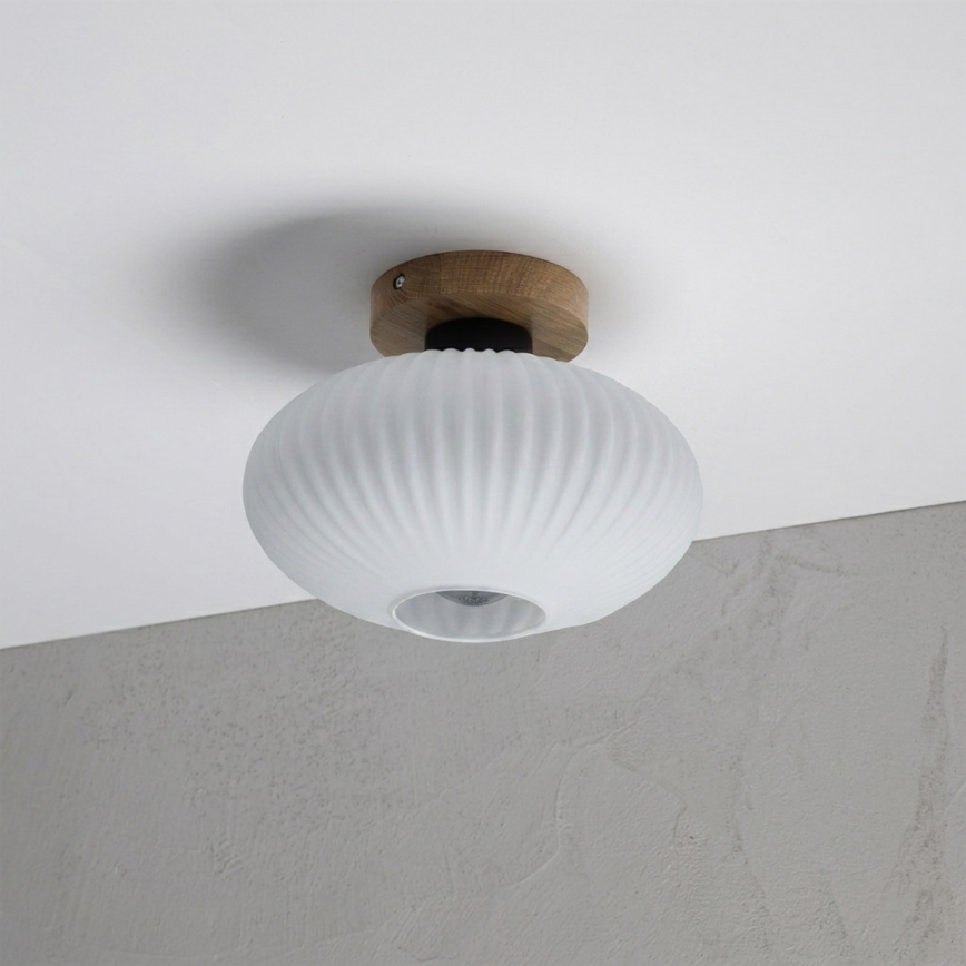 Plafondlamp HARMA WOOD 1xE27/15W/230V eiken/wit Ø 25 cm