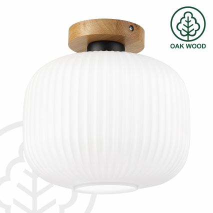 Plafondlamp HARMA WOOD 1xE27/15W/230V eiken/wit Ø 25 cm