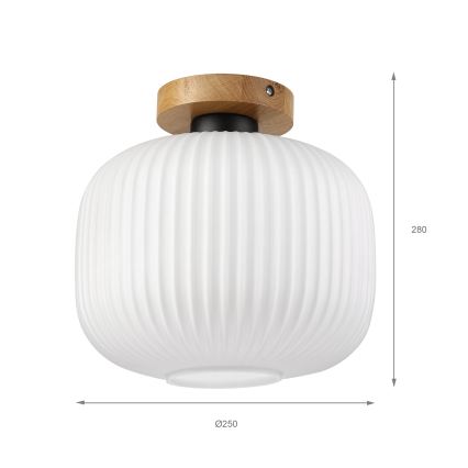Plafondlamp HARMA WOOD 1xE27/15W/230V eiken/wit Ø 25 cm