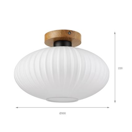 Plafondlamp HARMA WOOD 1xE27/15W/230V eiken/wit Ø 30 cm