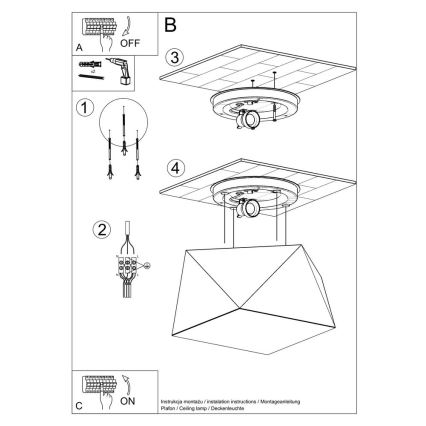 Plafondlamp HEXA 1xE27/60W/230V wit