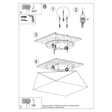 Plafondlamp HEXA 2xE27/60W/230V wit