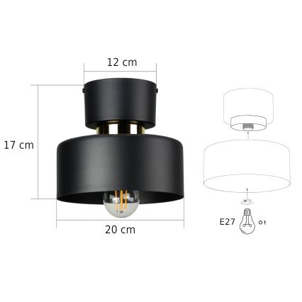 Plafondlamp IGNIA 1xE27/60W/230V zwart/goud
