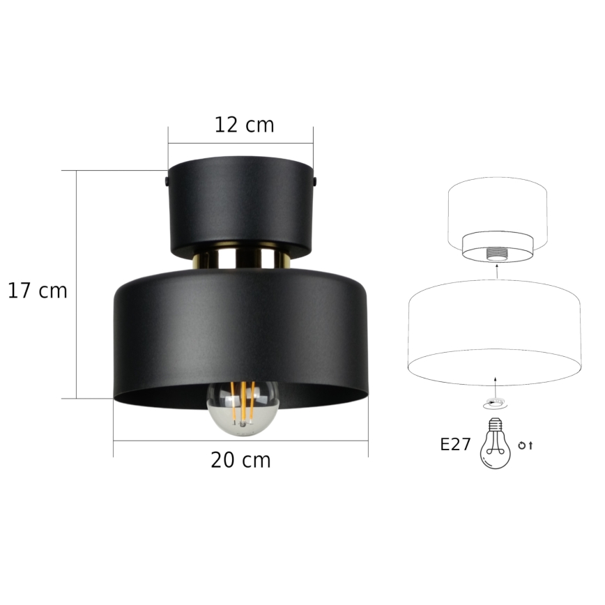 Plafondlamp IGNIA 1xE27/60W/230V zwart/goud