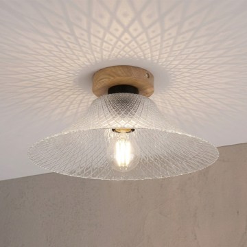Plafondlamp JULL WOOD 1xE27/15W/230V eiken/helder Ø 34 cm