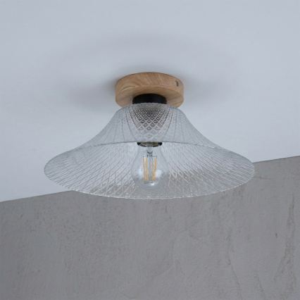 Plafondlamp JULL WOOD 1xE27/15W/230V eiken/helder Ø 34 cm