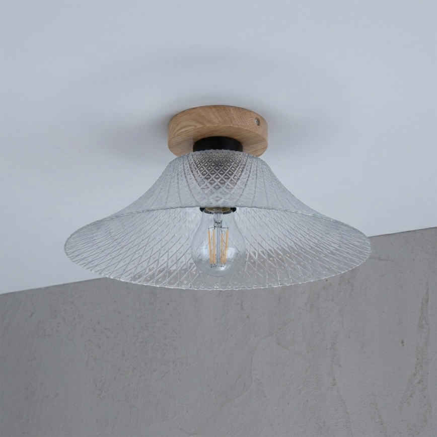 Plafondlamp JULL WOOD 1xE27/15W/230V eiken/helder Ø 34 cm