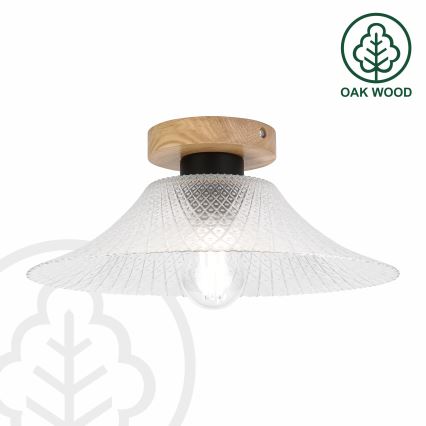 Plafondlamp JULL WOOD 1xE27/15W/230V eiken/helder Ø 34 cm