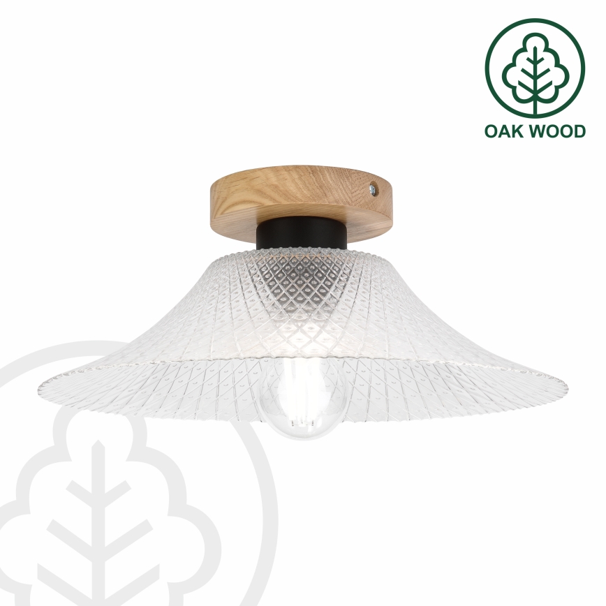 Plafondlamp JULL WOOD 1xE27/15W/230V eiken/helder Ø 34 cm