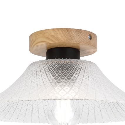 Plafondlamp JULL WOOD 1xE27/15W/230V eiken/helder Ø 34 cm