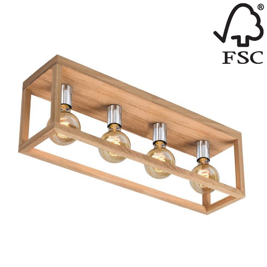 Plafondlamp KAGO 4xE27/60W/230V mat eiken - FSC-gecertificeerd