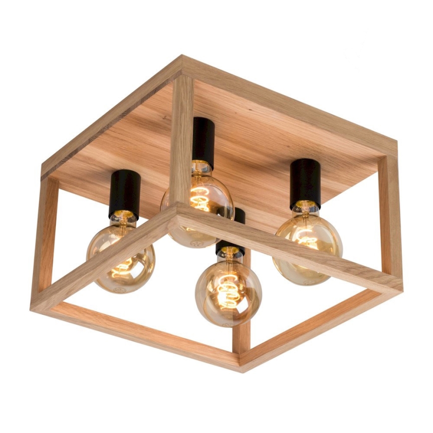 Plafondlamp KAGO 4xE27/60W/230V mat eiken