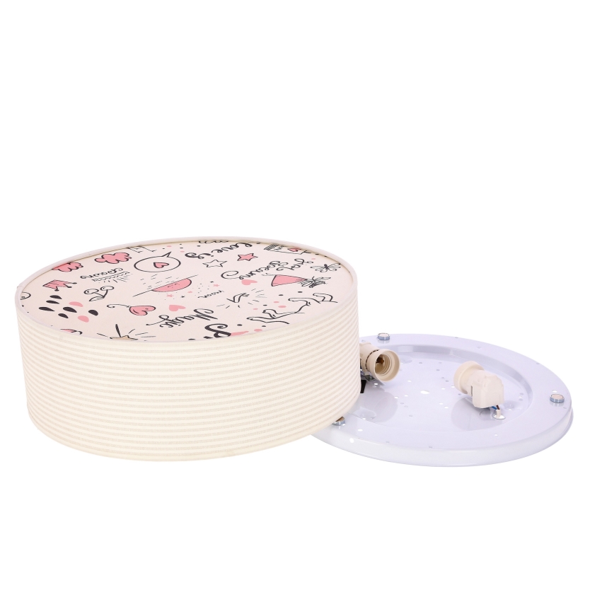 Plafondlamp kinderkamer KIDDY 2xE27/40W/230V beige/roze