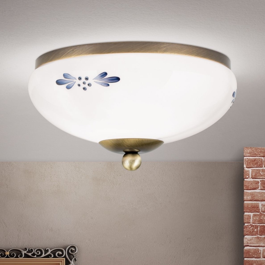 Plafondlamp LANDHAUS 1xE27/60W/230V diameter 21 cm brons/wit