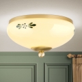 Plafondlamp LANDHAUS 1xE27/60W/230V Ø 21 cm messing/beige/groen