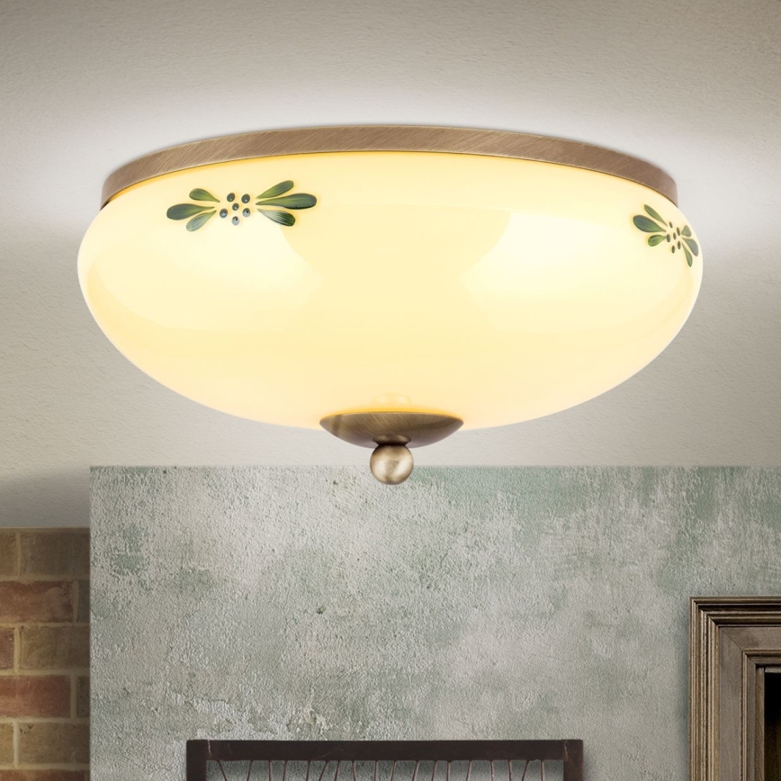Plafondlamp LANDHAUS 2xE27/60W/230V diameter 28 cm brons/beige
