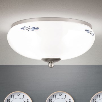 Plafondlamp LANDHAUS 2xE27/60W/230V Ø 28 cm mat chroom/wit/blauw