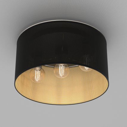 Plafondlamp LOFT SHADE 3xE27/60W/230V zwart/goud