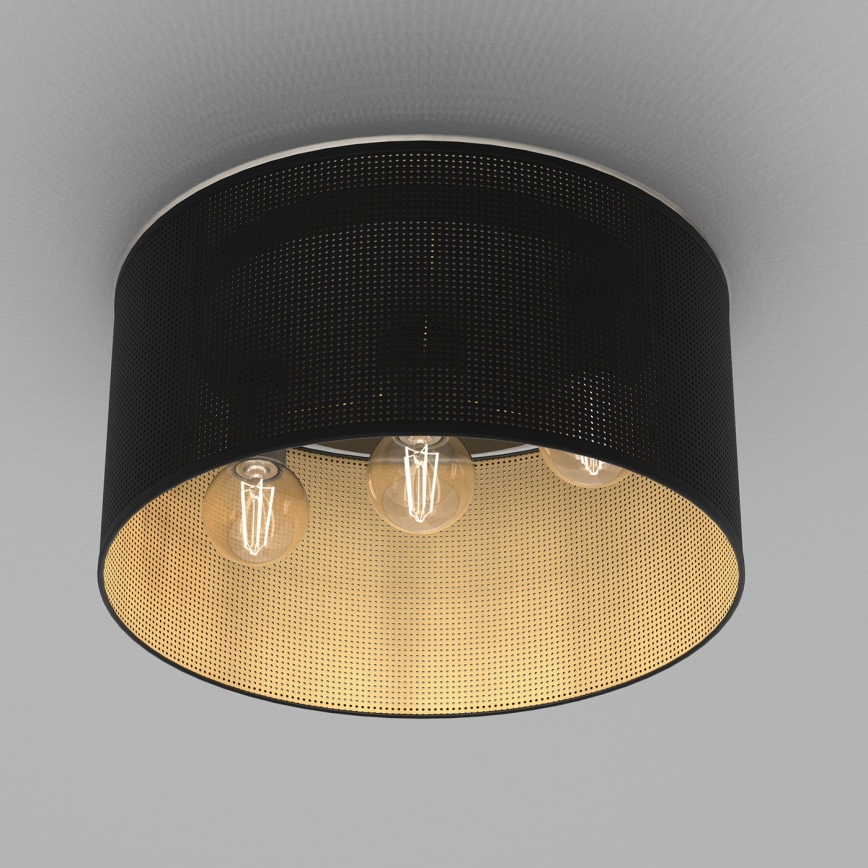Plafondlamp LOFT SHADE 3xE27/60W/230V zwart/goud