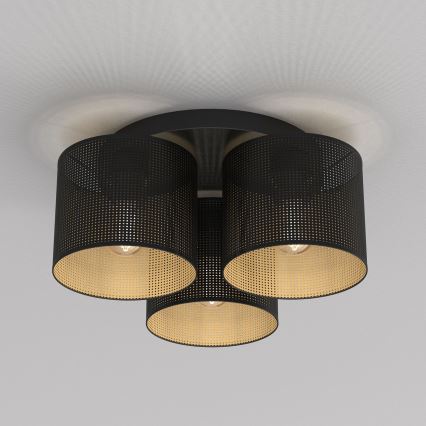 Plafondlamp LOFT SHADE 3xE27/60W/230V zwart/goud