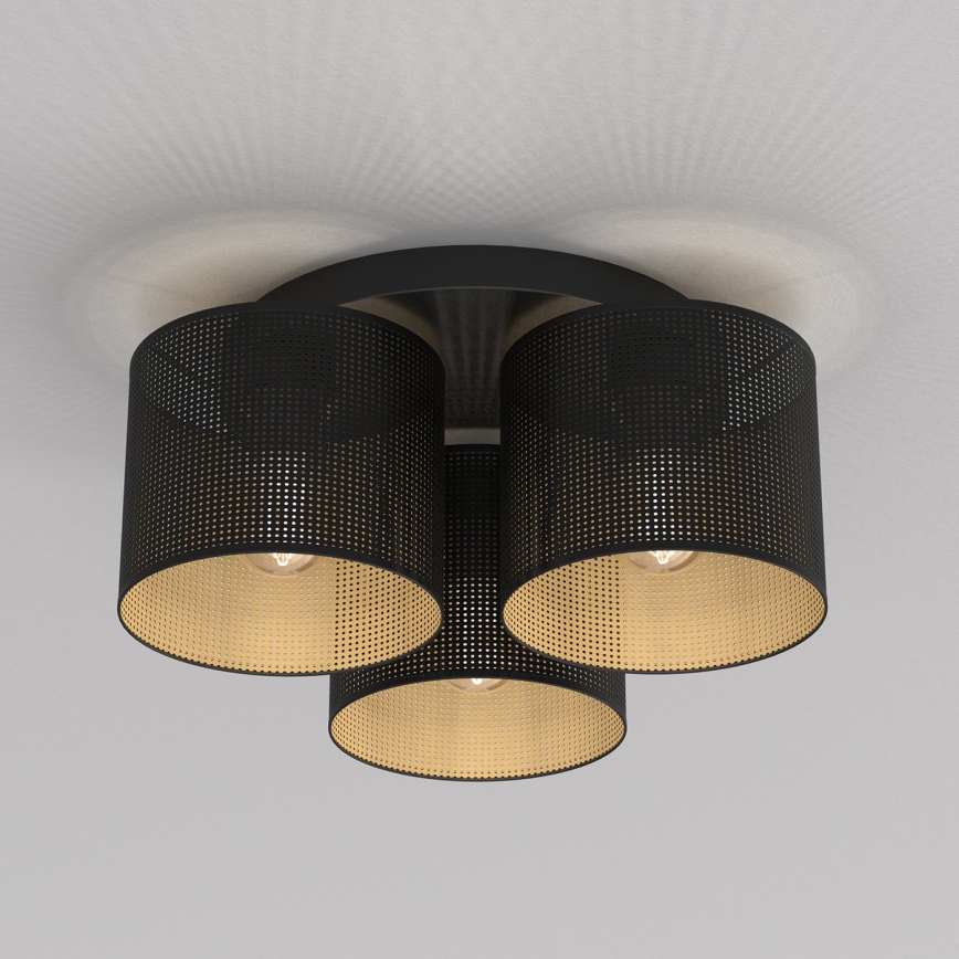 Plafondlamp LOFT SHADE 3xE27/60W/230V zwart/goud