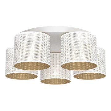 Plafondlamp LOFT SHADE 5xE27/60W/230V wit/goud