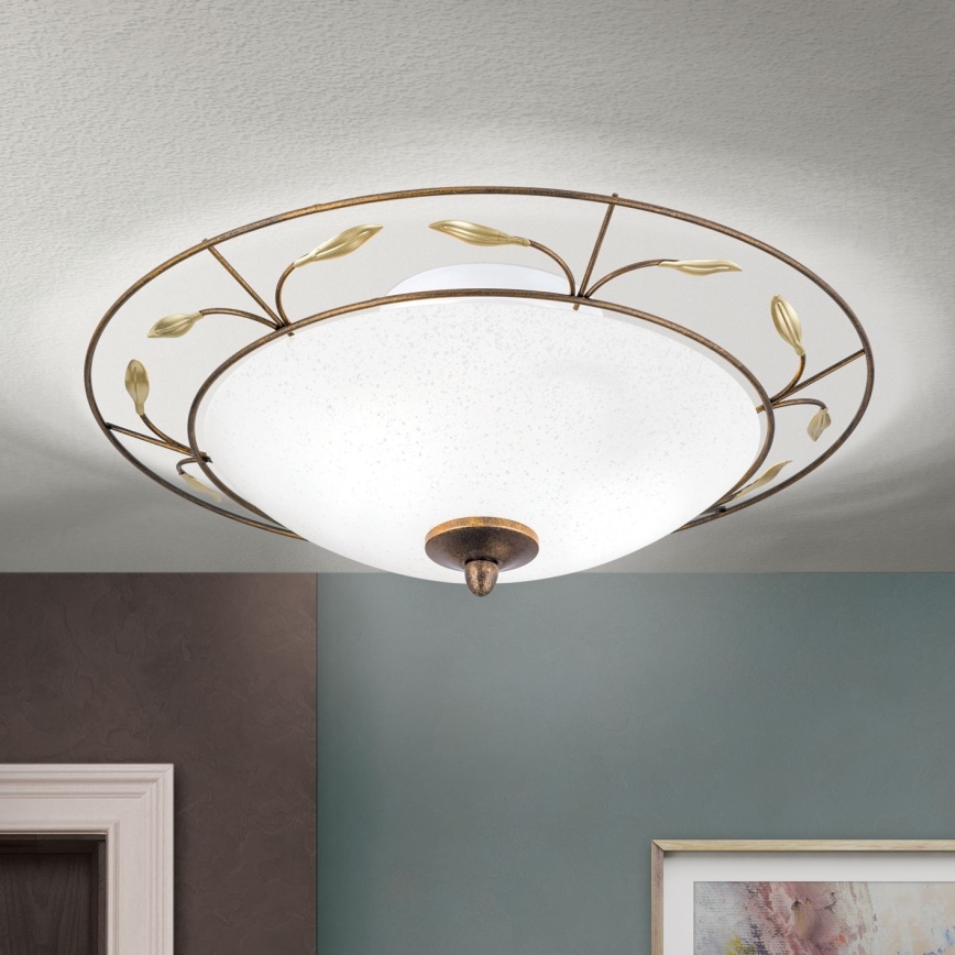 Plafondlamp LUCA 2xE14/40W/230V diameter 40 cm brons/patina