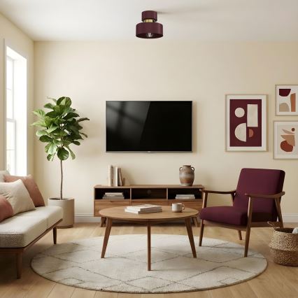 Plafondlamp MARTI 1xE27/15W/230V Ø 20,5 cm bordeaux/goud