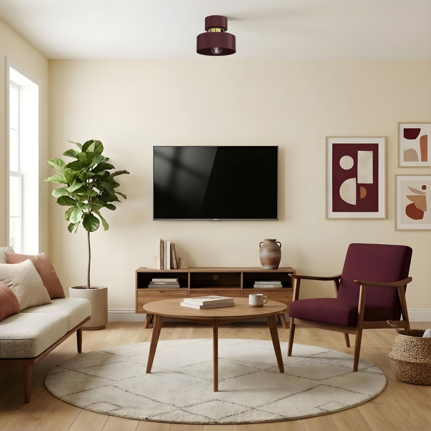 Plafondlamp MARTI 1xE27/15W/230V Ø 20,5 cm bordeaux/goud