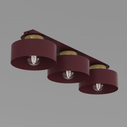 Plafondlamp MARTI 3xE27/15W/230V 68x20,5 cm bordeaux/goud