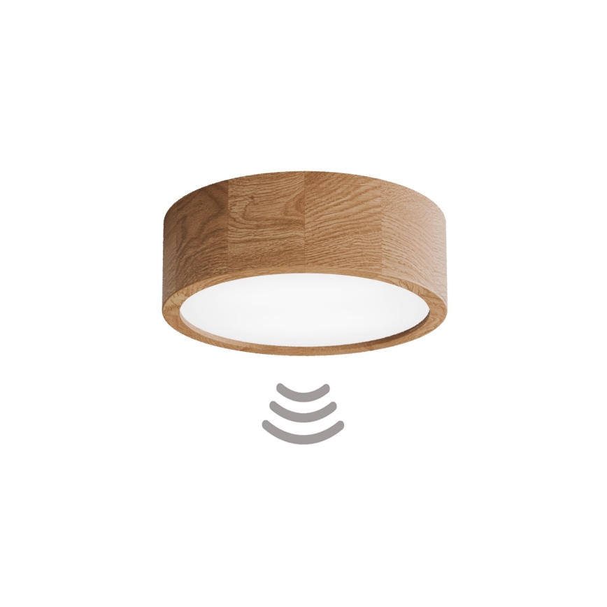 Plafondlamp met sensor CLEO 2xE27/24W/230V Ø 27,5 cm eiken