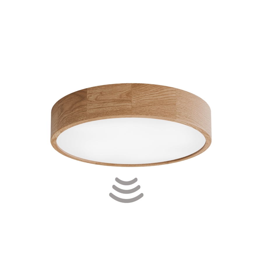 Plafondlamp met sensor CLEO 4xE27/24W/230V Ø 47,5 cm eiken
