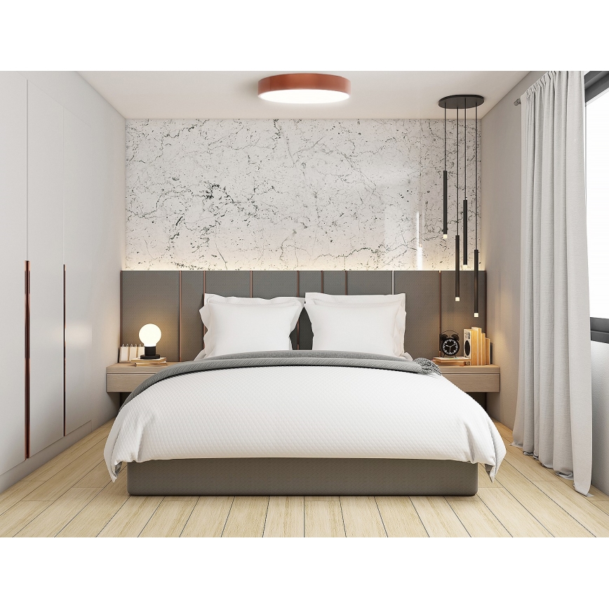 Plafondlamp met bewegings- en schemersensor CLEO 4xE27/24W/230V Ø 50 cm koperkleurig