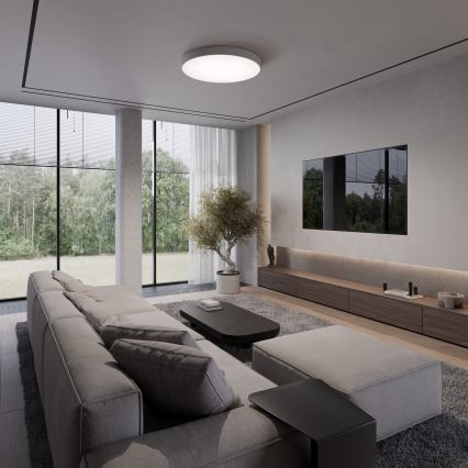 Plafondlamp met bewegings- en schemersensor CLEO 5xE27/24W/230V Ø 60 cm grijs