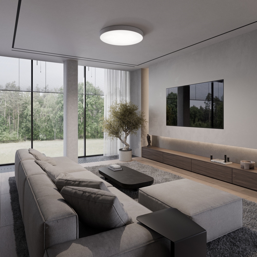 Plafondlamp met bewegings- en schemersensor CLEO 5xE27/24W/230V Ø 60 cm grijs