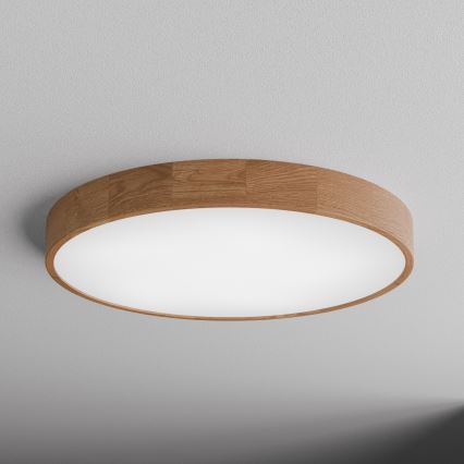 Plafondlamp met bewegings- en schemersensor CLEO 6xE27/24W/230V Ø 80 cm eiken