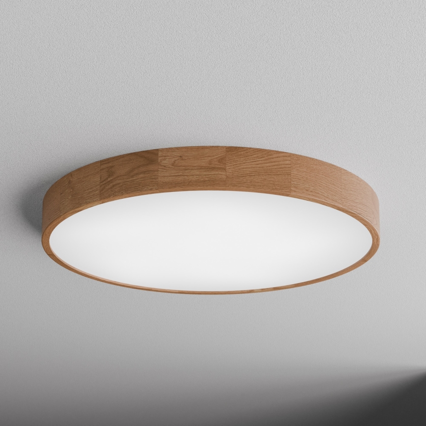 Plafondlamp met sensor CLEO 6xE27/24W/230V Ø 80 cm eiken