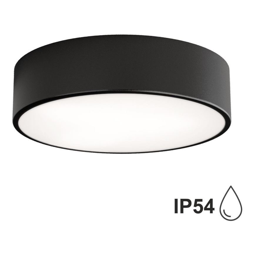 Plafondlamp met Sensor voor Buiten CLEO 2xE27/24W/230V d. 30 cm zwart IP54