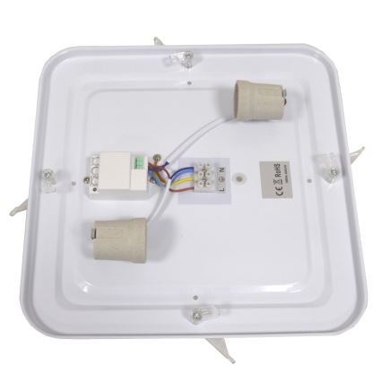 Plafondlamp met sensor WILTON 2xE27/60W/230V 33x33 cm zwart