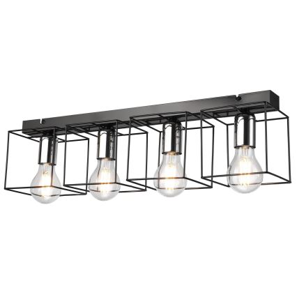 Plafondlamp MIKA 4xE27/60W/230V 61 cm zwart/chroom