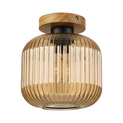 Plafondlamp MILOU WOOD 1xE27/15W/230V eiken/rookbeige Ø 20 cm