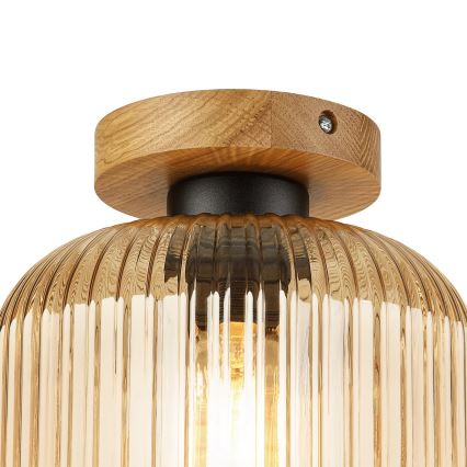 Plafondlamp MILOU WOOD 1xE27/15W/230V eiken/rookbeige Ø 20 cm