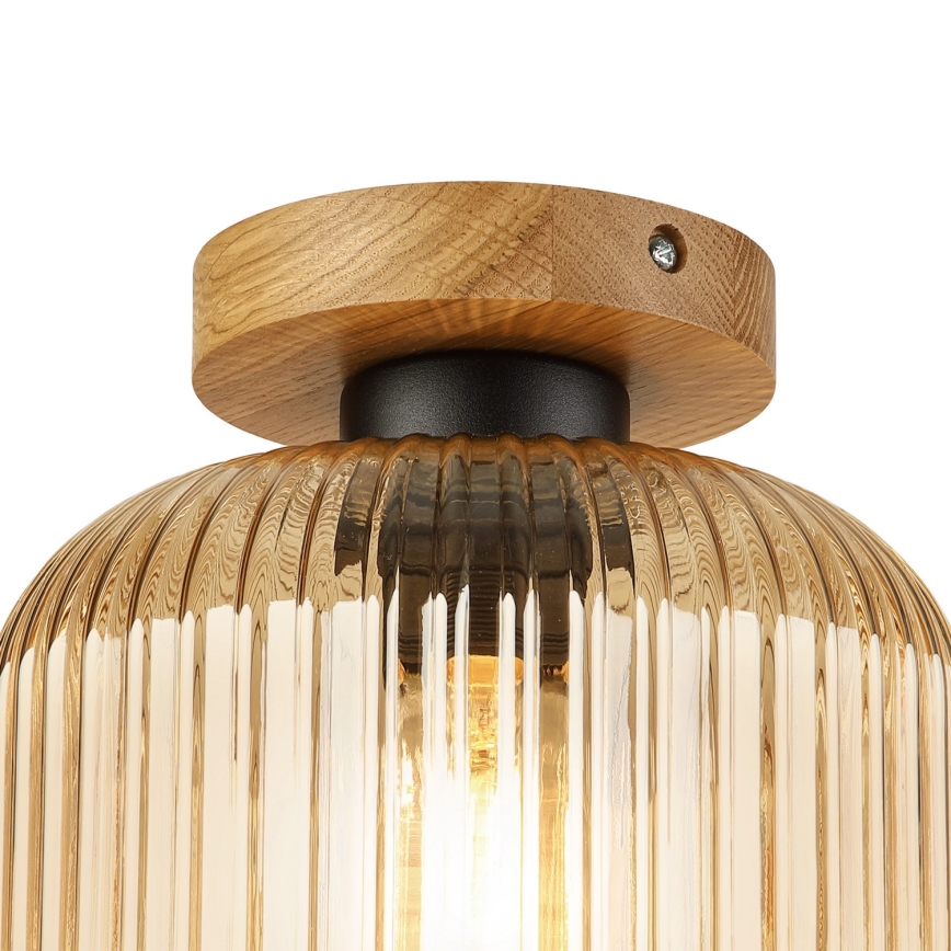 Plafondlamp MILOU WOOD 1xE27/15W/230V eiken/rookbeige Ø 20 cm